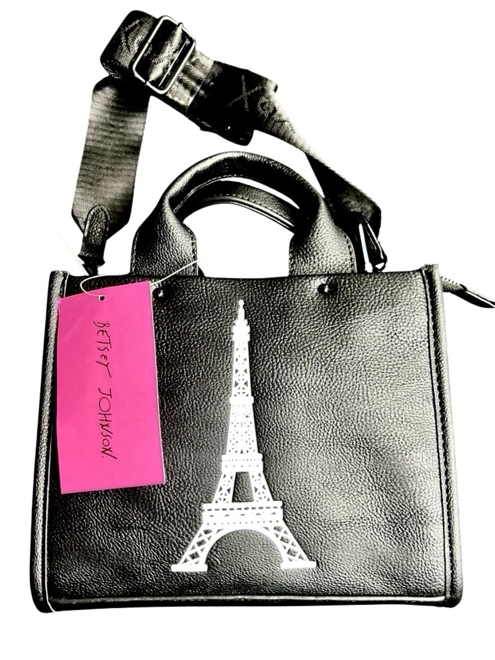 Betsey Johnson XOHARLYE Small Crossbody Tote with Eiffel Tower Design NWT
